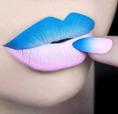 Pastel Blue Nails, Ombre Lip, Pink Lip Color, Lips Photo, Pink Ombre Nails, New Nail Designs, Blue Nail Art, Nails Blue