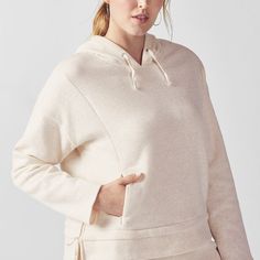 Fabletics | Rayna Hoodie Is A Cozy Pullover Hoodie Details | Excellent Condition; Like New - Never Worn Or Washed - No Flaws Size: Large | Measurements: Upon Request -Step Hem -Adjustable Side Ties -Breathable -Invisible Zipper Pockets Color | Vanilla Heather, Cream Fit | Boxy, Oversized Fabric | Fuzzy, Soft Materials | 52% Polyester/48% Cotton Cozy Workout Hoodie, Cozy Fit Activewear With Drawstring Hood, Sporty Fall Activewear For Relaxation, Sporty Cozy Fit Hoodie With Soft Texture, Sporty Hoodie With Cozy Fit And Soft Texture, Sporty Hoodie With Soft Texture And Relaxed Fit, Cozy Hooded Activewear, Cozy Activewear With Drawstring Hood For Workout, Cozy Fit Athleisure Sweatshirt For Relaxation