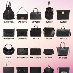 Not Sure What Type Of Bag!? Look Here Bag Types Women, Bag Types Style, Different Types Of Handbags, Type Of Bags For Women, Different Types Of Bags Handbags, Types Of Luggage Bags, Type Of Bags Style, Types Of Handbags For Women, Luxury Everyday Coach Bags