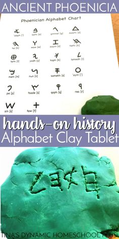 an ancient phoenia hand - on history alphabet clay tablet for kids to play with