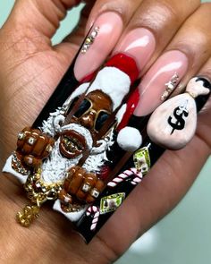 @toptierprincess Aquarium Nails, Nail Salon Design, Crazy Nails, Kawaii Nails, Pink Acrylic Nails, Square Acrylic Nails, Xmas Nails