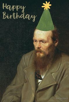 a man with a green hat on his head