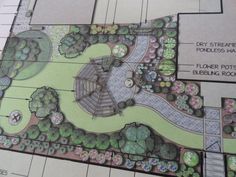 an architectural drawing of a garden design