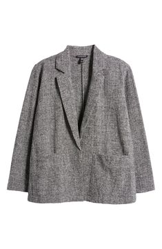 Crafted from organic cotton with a hint of stretch, this relaxed take on a classic notched-lapel blazer is ideal for the office and beyond. 29" regular length; 28" petite length Open front
 Notched collar Front patch pockets 99% organic cotton, 1% elastane Dry clean Imported Classic Everyday Blazer With Lapel Collar, Chic Everyday Blazer With Notch Lapel, Classic Blazer With Lapel Collar For Everyday, Modern Linen Blazer For Work, Modern Linen Blazer For Workwear, Casual Notched Blazer For Workwear, Everyday Notch Lapel Blazer With Relaxed Fit, Chic Cotton Blazer With Welt Pockets, Chic Blazer With Relaxed Fit And Lapel Collar