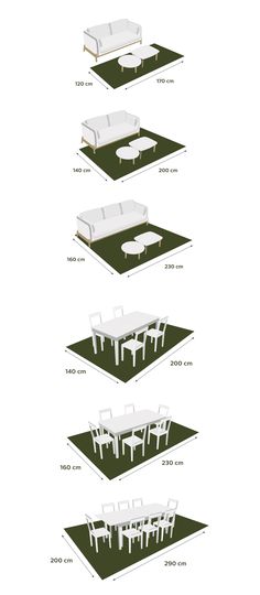 the table and chairs are shown in three different positions, including one for each chair