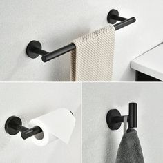 The bathroom Hardware Set is made of high-quality 304 stainless steel,4 protection layers are added on 304 stainless steel to make it Anti-scratch, Anti-rust.The surface is smooth and without sharp edges, the bath towel, pants and shirt, swimsuit can be hung safely on it without damage. The delicate finish protects it from corrosion and rust in the damp environment and enhances durability.Ageless and elegant matte black color creates an luxury feeling to upgrade your home decor,Also it can resis Towel Pants, Pants And Shirt, Bathroom Hardware Set, Bathroom Hardware, The Bathroom, Bath Towel, Toilet Paper, Matte Black, Black Color