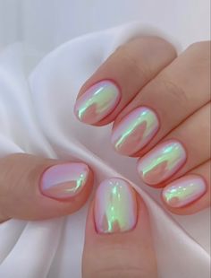 Irredecent Nail Designs, Opalescent Nails, Unghie Nail Art, Colorful Nails, Crazy Makeup, Feminine Care, Oc Ideas, Minimalist Nails, Nail Inspiration