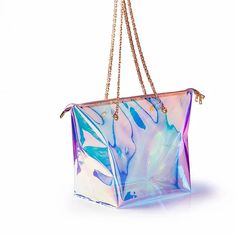 Prism Tote | theposhshopco Coral Sandals, Holographic Bag, Accessory Inspo, Unicorn Bag, White Poppy, Tsa Approved, Eco Chic, Clear Bags, How To Make Handbags