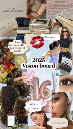 a collage of photos with the words vision board