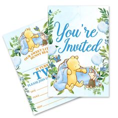 two winnie the pooh baby shower cards