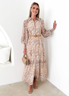 Pambo Maxi Dress - Peach Paisley Ombre Fabric, Dress Peach, Printed Summer Dresses, Scarf Sale, Bride Accessories, Sweater Set, Basic Tops, White Summer, Knit Set