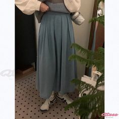 Simple Elastic Waist Denim Skirt with Solid Color Pleats Types Of Skirts, Olivia Mark, Long Length, A Line Skirts, Pleated Skirt, Denim Skirt, Midi Skirt, Elastic Waist, Solid Color