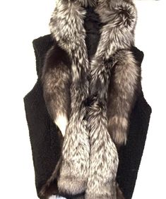 Black Sheepskin Fur Coat With Faux Fur Lining, Luxury Black Sheepskin Fur Coat, Black Sheepskin Fur Coat For Cold Weather, Luxury Black Fur Coat For Cold Weather, Luxury Black Faux Fur Coat, Coyote Tail, Fox Tail, Motorcycle Vest, Fur Coats Women