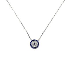 PRICES MAY VARY. Material: 925 sterling silver, rhodium finish, blue and white cubic zirconia Size: Cable chain length adjustable between 16 to 18" Package: High class and elegant jewelry gift box, excellent presentation as a gift. Revision: Always wearing an evil eye amulet jewelry that looks at you, provides protection again against the forces of evil also provides blessing, fortune, peace, good health, wealth and happiness. Blue Cubic Zirconia Diamond Pendant Necklace, Sapphire Cubic Zirconia Fine Jewelry Necklace, Sapphire Color Cubic Zirconia Fine Jewelry Necklace, Sapphire Color Cubic Zirconia Fine Necklace, Dazzling Sapphire Cubic Zirconia Necklace, Dazzling Sapphire Color Cubic Zirconia Necklace, Sapphire Jewelry With Pave Setting Gift, Cubic Zirconia Silver Chain Jewelry, Sapphire Necklaces With Diamond Accents And Cubic Zirconia