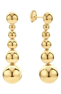 Graduated glistening gold Caviar beads dangle and dazzle in a pair of easy-to-wear everyday earrings. Style Name:Lagos Caviar Ball Drop Dangle Earrings. Style Number: 5618103. Elegant Dangle Earrings With Polished Beads, Elegant Gold Earrings With Polished Beads, Elegant Drop Shape Polished Beads Jewelry, Elegant Drop Polished Bead Jewelry, Elegant Drop-shaped Polished Bead Jewelry, Elegant Drop Shaped Polished Beads Jewelry, Diamond Bezel Bracelet, Pearl Diamond Pendant, Black Diamond Bracelet