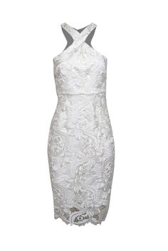 Current Boutique-Likely - White Lace Halter Neck Sheath Dress Sz 6 White Sheath Dress, Nude Strappy Heels, Make Your Dreams Come True, Nude Heels, Halter Neckline, Dreams Come True, Lace Design, Lace Fabric, Halter Neck