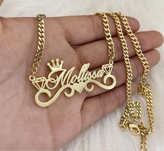 "This is a Handmade item. Material: Stainless steel Chain: O-Chain Plating: Rose Gold/platinum/Gold Material: All types of metals are available, Contact us for change in metal. 14K Gold or White Gold or Platinum or Rose Gold. (100% Real) Everything is available. Contact me. → [How to process the order] 1. Please tell us the name and Font Number in the 'Box' Above For Example:- Jasmin Font 1 (Name + Font 1) If a Font is not given, You will receive the Font that is picture. and select the finish, Name Jewelry Personalized, Chain With Name, Arabic Necklace, English Jewelry, Font Number, Name Necklace Gold, Boys Jewelry, Mens Jewelry Necklace, Jewelry Accessories Ideas