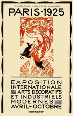 an advertisement for the paris exposition on international art and decor