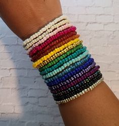 Check out this item in my Etsy shop https://www.etsy.com/listing/1260395726/seed-bead-stretch-bracelets-single Stackable Friendship Bracelets With Round Beads, Adjustable Stackable Friendship Bracelets With Round Beads, Flexible Multicolor Round Bead Bracelets, Multicolor Flexible Bracelets With Round Beads, Adjustable Multicolor Stackable Beads, Multicolor Stackable Beaded Bracelets For Friendship, Everyday Multicolor Beaded Wristlet, Everyday Multicolor Beaded Wrap Bracelet, Adjustable Rainbow Heishi Beads Bracelet