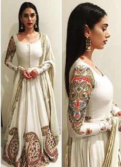 Beautiful Anarkali, Orang India, डिजाइनर कपड़े, White Lehenga, Resham Embroidery, Desi Wear, Gaun Fashion