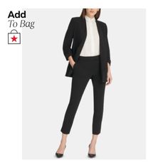 in stock Chic Cropped Leg Dress Pants For Fall, Chic Cropped Dress Pants For Fall, Office Pants Cropped Leg For Fall, Office Cropped Leg Pants For Fall, Office Wear Cropped Leg Pants For Fall, Fall Pantsuit With Welt Pockets And Ankle-length Pants, Fall Ankle-length Pantsuit With Welt Pockets, Tailored Fall Pantsuit With Tapered Leg, Chic Winter Dress Pants With Pockets