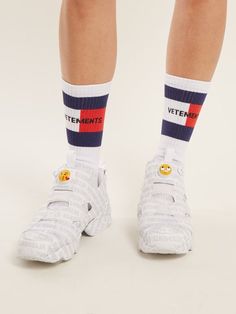 Vetements X Tommy Hilfiger striped socks Socks Ideas, High Knees, Striped Socks, Ankle Socks, Leg Warmers, Kitten Heels, Tommy Hilfiger