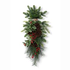 Winter Foliiage and Holly Berry Swag by Park Hill Park Hill Collection, Winter Foliage, Winter Berry, Christmas Swag, Park Hill, Christmas Candle Holders, Tree Garland, Stocking Tree, Christmas Greenery