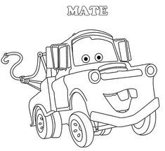 the cartoon character tow truck from cars coloring page