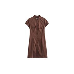 The Madeline Dress is a chic and stylish option for any occasion. Available in beige and brown, with short sleeves for added comfort. The zipper runs all the way down the front, covered by a flap, and the high neckline adds a touch of sophistication. Elevate your wardrobe with this must-have piece! Beige Short Sleeve Mini Dress For Fall, Beige Mini Dress With Short Sleeves For Fall, Brown Fitted Mini Dress With Short Sleeves, Beige Short Sleeve Dress For Work, Brown Short Sleeve Midi Dress For Fall, Brown Mini Dress For Office, Beige Short Sleeve Midi Dress For Work, Elegant Brown Short Sleeve Midi Dress, Fitted Short Sleeve Shirt Dress For Fall