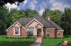 this is an artist's rendering of the front elevation of these european home plans