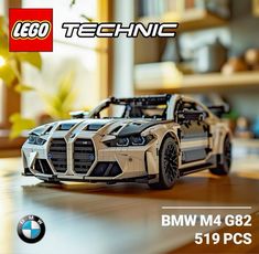 a lego technic bmw m4 is shown on a table