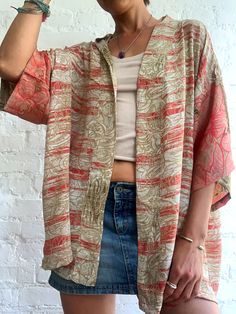 This is silk summer oversized blouse, made in one size perfect flowy and light holiday outfit extra large Thank You for looking Mens Blouse, Boho Wrap Dress, Resort Beach, Coctail Dresses, Blouse Silk, Dresses Casual Winter, Holiday Resort, Oversized Blouse, Urban Dresses