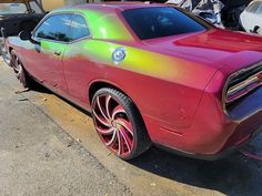 a car that has been painted in different colors