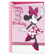 a minnie mouse birthday card with the number 3 on it