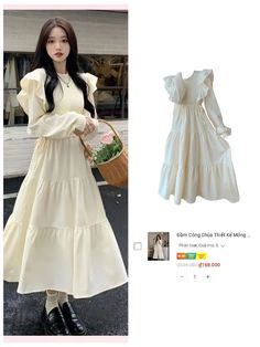 Korean Aesthetic Outfits, Winter Outfit Ideas For Women, Comfy Things, Simple Long Dress, Modest Girly Outfits, Black Flower Dress, Clothing Pattern Design, Korea Dress, Winter Outfit Ideas