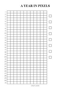 a year in pixels worksheet for students to practice their writing skills and numbers