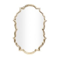 an oval mirror on a white background