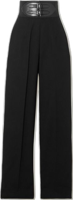 Luxury Full-length Belted Pants, Luxury Tailored Black Wide Leg Pants, Luxury Fitted Black Wide Leg Pants, Alaia Pants, Luxury Black Wide Leg Full-length Pants, Black Belt, Net A Porter, Women Collection, Black Cotton