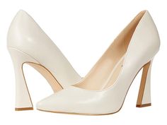 Nine West Trendz - Women's Shoes : Ivory : With an elegant tall spool heel and pointed-toe silhouette, the Nine West Trendz are a fashion forward pump perfect for work or play. Slip-on pump design. Genuine leather upper. Manmade lining and insole. Durable manmade outsole. Imported. Measurements: Heel Height: 4 in Weight: 9 oz Product measurements were taken using size 9, width M. Please note that measurements may vary by size. Weight of footwear is based on a single item, not a pair. Elegant Synthetic Court Shoes With Block Heel, White Almond Toe Heels For Business, White Almond Toe Business Heels, Office Heels With 4-inch Almond Toe, Chic White Heels For Business, High Heel Pumps With Reinforced Heel In Medium Width, High Heel Pumps With Reinforced Heel And Medium Width, Office Pumps With 4-inch High Heel, Square Toe Fitted Heels For Business