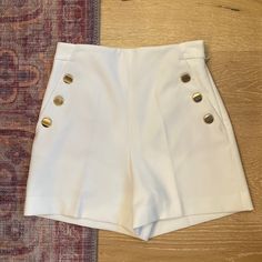 Never Worn. Sailor Shorts. Open To Counteroffers Chic White Bottoms With Built-in Shorts, Chic White Bermuda Shorts, Chic White Short-length Bottoms, Chic White Short Length Bottoms, Chic White High-waisted Shorts, Zara White High-waisted Shorts, Chic High Waist White Shorts, White Zara Bottoms For Summer, White Zara Shorts For Day Out