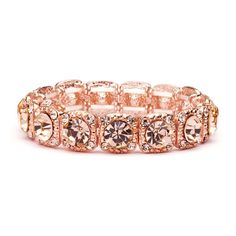 PRICES MAY VARY. LUXURY STYLE: Our #1 Rose Gold Crystal Stretch Bracelet is Perfect for Bridesmaids, Proms, Homecoming, Parties or Everyday Fashion PERFECT SIZE: Measures 7" x 1/2" w, Popular Pink Morganite Color Austrian Crystals, One-Row Bracelet with Gorgeous Blush Gold Plating, Vintage Design Adjustable Bangle, No-Clasp Stretch Design for Easy On and Off, Versatile "Dress Up" or Dress Down" Design, Jazz Up Your Business Wardrobe, Nights on the Town or Jeans and a Tee QUALITY DESIGN: Super Po Rose Gold Wedding Accessories, Gold Stretch Bracelet, High Fashion Jewelry, Rose Gold Crystal, Bridal Fashion Jewelry, Rose Gold Bridal, 1 Rose, Prom Jewelry, Jessica Biel