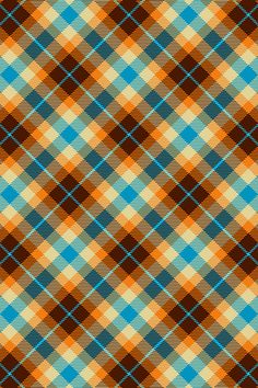 an orange, blue and brown plaid pattern