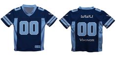 Let your kiddo look cool in his new team spirit boys Football Jersey with Western Washington University WWU Vikings colors and logos. Let him play, go to the game, and cheer loudly and proudly with gear by Vive La Fete.Celebrate and cheer on game day with our classic design Western Washington University WWU Vikings Football Jersey with mesh panels, over the shoulders yoke, and overstitched seams for added strength and comfort. Officially Licensed product sold by Vive La Fete. This awesome graphi Blue Jersey With Letter Print For Fans, Blue Letter Print Jersey For Fan Gear, Blue Letter Print Jersey For Fans, Blue Jersey With Team Name For Fans, Blue Jersey With Team Logo For Game Day, Blue Jersey For Game Day With Team Spirit Style, Casual Blue Jersey For Fan Gear, Blue Fan Jersey For Game Day, Blue Jersey For Game Day, Fan Apparel