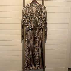 Originally Bout From Boutique, Still Has Tags Never Worn. Black Sheer Fabric With Rose Gold Beading In Lace Design. Elegant Winter Cardigan With Sequins, Elegant Sequin Cardigan, Elegant Sequined Cardigan For Fall, Glamorous Fitted Evening Cardigan, Chic Long Sleeve Sequined Cardigan, Long Sleeve Sequined Evening Cardigan, Fitted Sequin Evening Cardigan, Fitted Chic Sequined Cardigan, Chic Fitted Sequin Cardigan