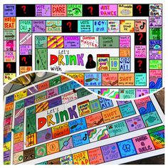 this is an image of a board game with words and pictures on the front cover