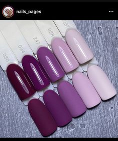 Purple Nail Color Ideas, Nail Inspo For Work, Creamy Purple Nails, Mat Purple Nails, Mat Nails, Shades Of Purple Nails, February Nail Colors, Purple Gradient Nails Shades, Purple Shellac Nails