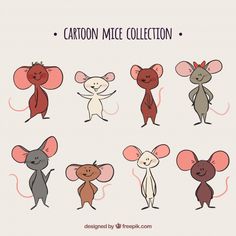 cartoon mice collection in different colors and sizes