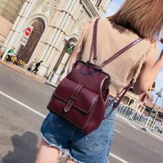 Penig Women's Backpack | Ultrasellershoes.com – Ultra Seller Shoes Leather School Bag, Day Backpacks, Female Shoulder, Purple Backpack, Bags For Teens, Back To College, Women Leather Backpack, School Bags For Girls, Boys Backpacks