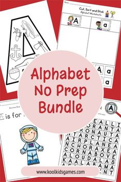 the alphabet no prep bundle includes letters, numbers and pictures to help students learn how to read