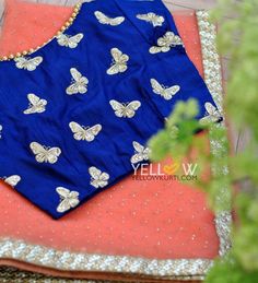 Rashikaprajapat@gmail.com Magam Work Blouse, Magam Work, Butterflies Design, Computer Work, Blue Butterflies, Saree Blouses